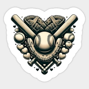 Baseball Valentine Steampunk Sticker